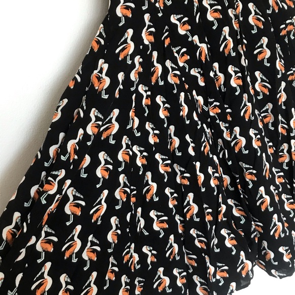 H&M black with flamingo print sleeveless midi - Picture 3 of 8